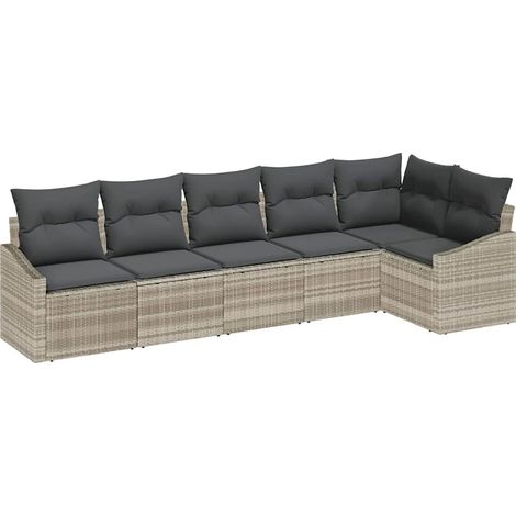 Maison Exclusive - Sofa Set mit Kissen 6 pcs Hellgrau Poly Rattan
