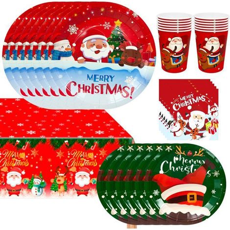 Decorazioni per Feste Servizio da Tavola di Natale, Set di Piatti per Feste di Natale, Tovaglia per Feste di Natale