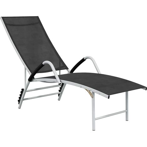 Bain de soleil Chaise de jardin Transat de jardin - Textilène et aluminium Noir BV450782 - BonneVie (1/5)