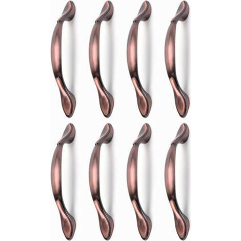 8 pcs Vintage Poignées de Porte de Meubles, Poignées d’Armoire Vintage en Forme d’Arc Poignée Tirer Meubles (Entraxe des trous 96 mm, bronze rouge) (1/5)
