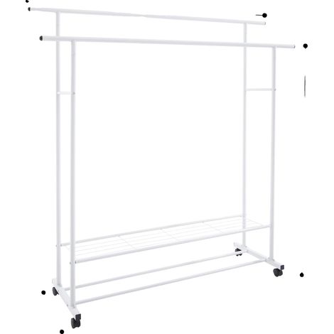 Porte-vêtements, Barres de suspension doubles, Design mobile, BLANC (1/2)