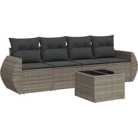 Maison Exclusive - 5-tlg. Garten-Sofagarnitur mit Kissen Grau Pol