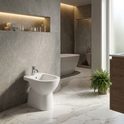 Bidet tradizionale a pavimento in ceramica bianca – Gemma 2  Ceramica Dolomite