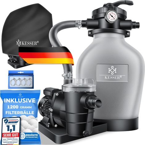 KESSER® Sandfilteranlage mit Pumpe, 600 W, 13.200 L/h, 7-Wege-Ventil - Grau (1/5)