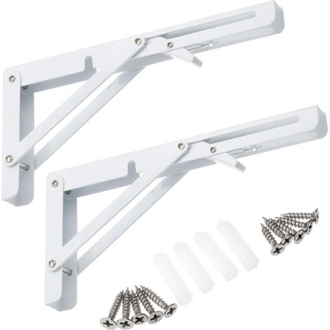 Support pliable, équerre murale en L, support pour table pliante à monter soi-même, étagère, blanc, 25 cm, lot de 2 (1/5)