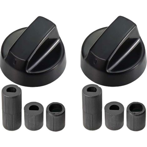 XEPHO 2 Pièces Bouton De Cuisinières Commande Universel, Avec Trois Adaptateurs De Tailles Différentes, Pour Toutes Les Marques De Fours, Cuisinières Et Plaques De Cuisson （Noir） (1/5)