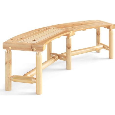 Panca curva in legno per esterni per 2-3 persone, 170 cm