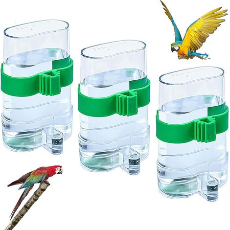 Abreuvoir Automatique Oiseau - Lot de 3 - Plastique PP - Distributeur Eau Nourriture - Cage Perroquet Perruche - 220 ml (1/5)