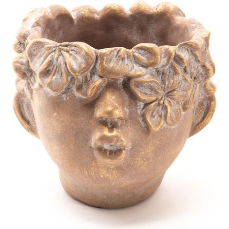 Amadeus - Cache pot Bisous en pierre doré H20 cm (1/2)