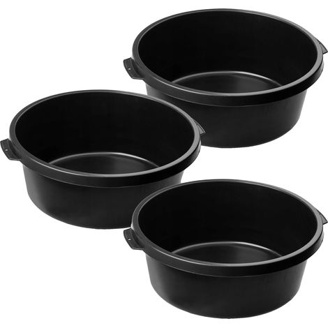 Bol rond, capacité de 14 litres, 3 pièces, diamètre de 35 cm, matériau en plastique, poignées confortables (1/5)