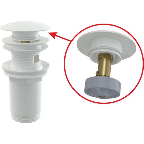 alcadrain Ablaufventil für die Waschbecken CLICK/CLACK 5/4" Ganzmetal mit Überlauf, großer Stopfen Weiß