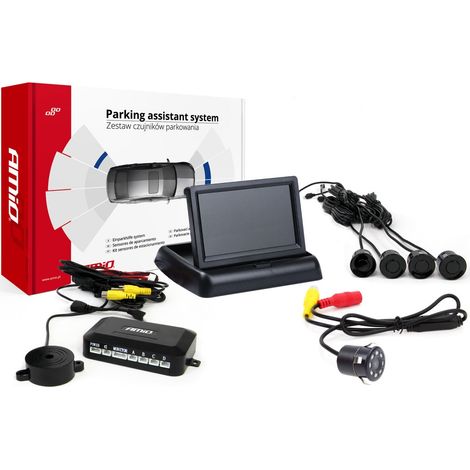 Kit de sensores de estacionamiento TFT02 de 4,3" con cámara HD-307-IR, 4 sensores, negro (1/5)