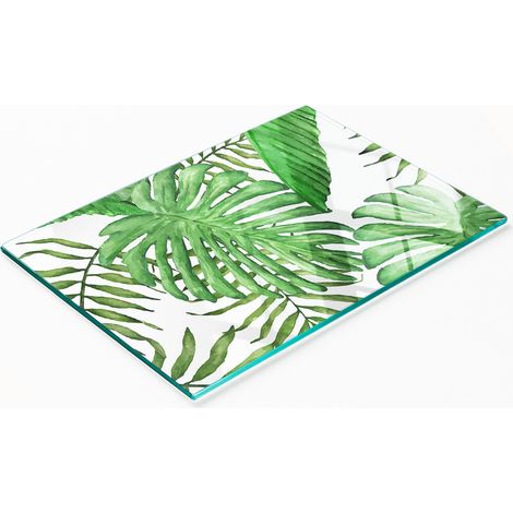 Tableau en verre élégant et résistant avec motif de feuilles tropicales 80x52 cm (1/5)