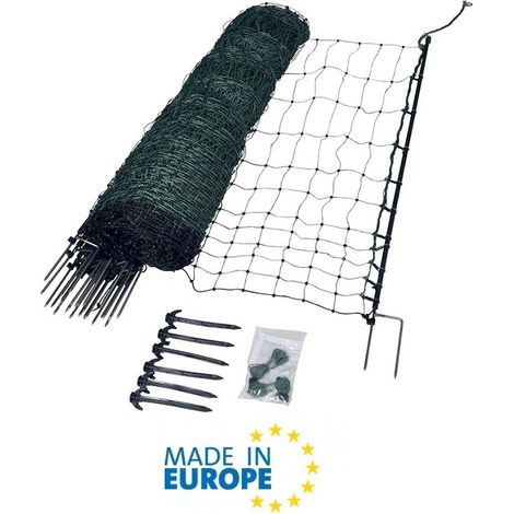 EuroNetz Rete per Pollame Verde 112/2-15/N-50 m GALLAGHER per Recinzioni Elettriche (1/2)