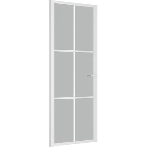vidaXL Puerta interior de vidrio y aluminio blanco mate 76x201,5 cm (1/2)