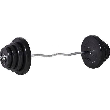 Lot de plaques et haltères 70 kg, barre Ø25 mm, 140x38,5x38,5 cm, noir (1/5)