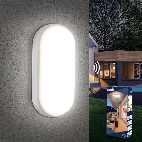 Lampe Detecteur de Mouvement Interieur, 18W 1800LM Plafonnier LED Ovale, 4000K Applique Murale Intérieure, IP54 Plafonnier Salle de Bain, Lampe Exterieur pour Garage Couloir Cave Jardin Balcon (1/5)