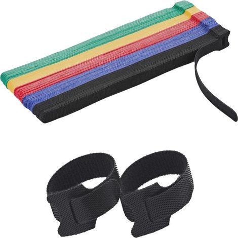 Attaches de câbles multicolores 30 cm - Lot de 50 attaches réutilisables avec fermeture auto-agrippante réglable