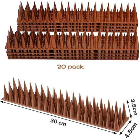 Pic Anti Pigeon 6 m,Anti Pigeons pour Balcon, Pique Anti Pigeon en ABS Haute Résistance Plastique,Corbeaux,Chats,ect (20 PCS) Noir (1/4)