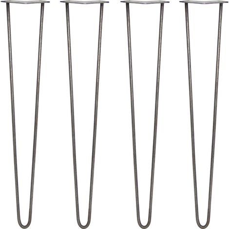 4 x 28" Hairpin Legs - 2 Prong - 10mm - Raw Steel (1/5)