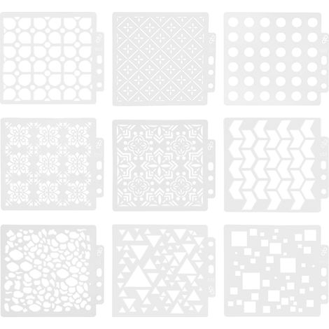 9 pochoirs réutilisables pour le dessin à faire soi-même, moules à dessin ajourés, modèles artistiques creux pour carnets, agendas et projets de scrapbooking (1/5)