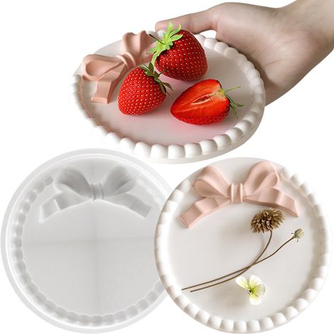 Moule en silicone avec nœud - 12 cm - Bordures - Moules en silicone - Moule à couler - Plateau en silicone - Dessous de verre rond - Organisateur de bijoux - Porte-savon - Assiette - Décoration (1/5)