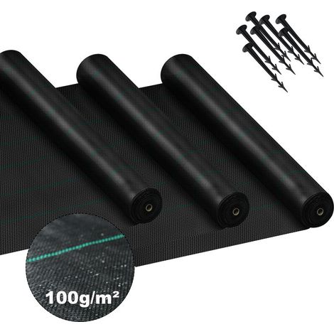 Abdeckungen für Pflanzen Unkrautvlies Gartenvlies Rolle Unkrautfolie mit Erdanker Unkrautschutzvlies 1x50m UV-Schutz Reißfestes Unkrautflies Mulchfolie HENGMEI