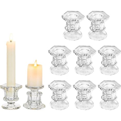 Bougeoirs en Verre Support Transparent 10 Pcs Bougeoirs de Noël Salon Table À Manger Décoration De Mariage (1/5)