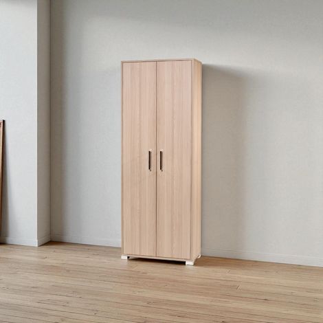 Scarpiera 2 ante grande in legno con ripiani 70x189h cm Rovere (1/3)