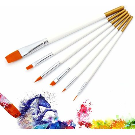Pinceaux Peinture Kit, 6 Pièces Pinceaux Artistiques en Nylon, Pinceaux Peinture Acrylique, Gouache Brosse pour Aquarelle Huile Peinture Acrylique (1/5)