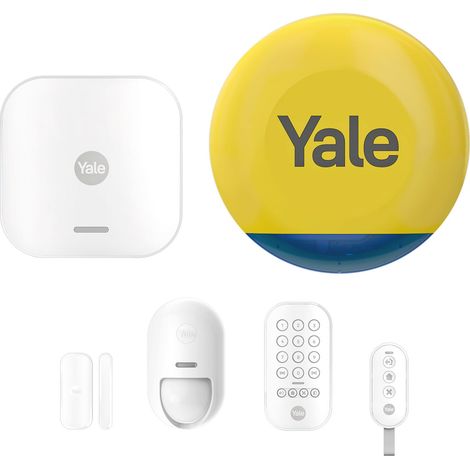 Yale Kit Alarma Inteligente con Sirena Yale - AL-ESTARTKIT3-1A-V1  6 Piezas  Armar, Armar parcialmente, Desarmar  Controlar 4 áreas de Seguridad