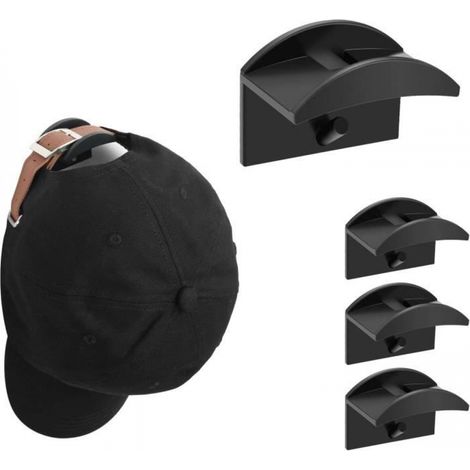 Lot de 4 crochets muraux autocollants noirs, multifonctionnels et faciles à installer, pour salle de bain, cuisine et bureau. (1/4)