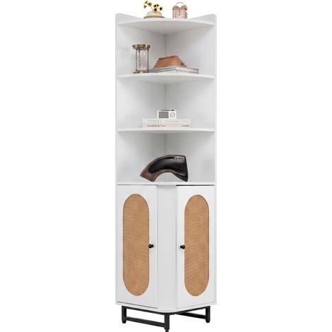 COSTWAY Armadietto in Legno ad Angolo Alto 172 cm (Bianco) (1/5)