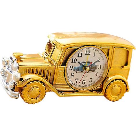 Réveil créatif doré, design voiture classique, affichage de l'heure, lot de 2 (1/5)