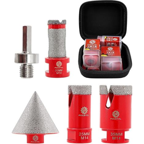 Fliesenbohrer Diamant Set M14 Gewinde 25mm 35mm Keramik KIT10 (1/5)