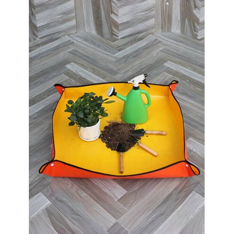 1 tapis de rempotage pliable orange - Imperméable, PE renforcé, pour plantes d'intérieur en pot, soin des succulentes, facile à nettoyer 100100cm