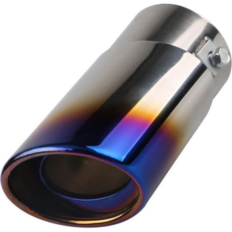 Embout d'échappement universel en acier inoxydable 3.8 - 5 - Pour voiture. ovale. tuyau d'échappement. tuyau d'échappement. tuyau d'échappement droit. modification. bleu brûlé (1/4)