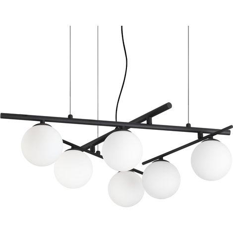 Ideal Lux Lampadario moderno Atlas 6 luci G9 nero metallo vetro
