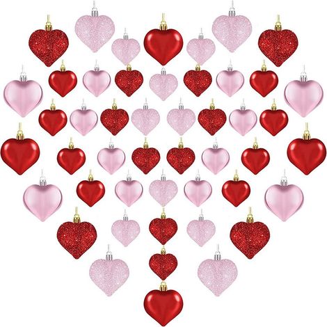 Ornement En Forme De Coeur - 36 Pièces - Plastique - Pour Décoration De Noël Et Saint-Valentin - 4,5 Cm - Boîte PVC (1/5)