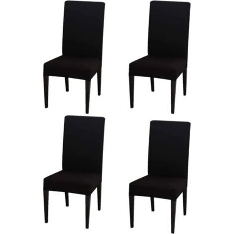 Set of 4 black chairs, high-back chair cover 383847cm, modern, elastic and washable, suitable for dining room and kitchen