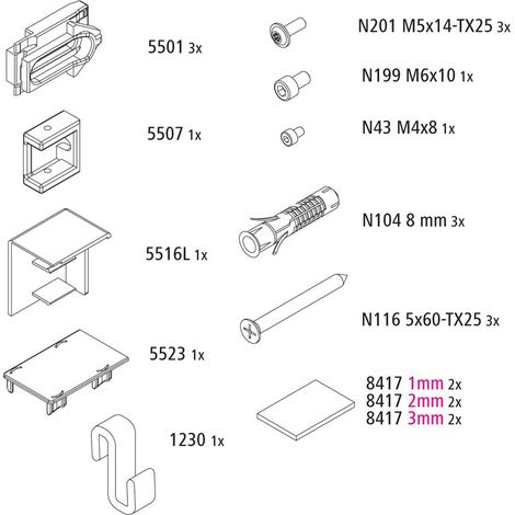 Kermi ZBNI001 SET Montagekleinteile Farbe Chrom