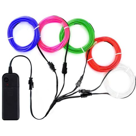 5 x 1 m EL-Kabel, Neon-Lichtschnur, LED-Leuchtdraht für Halloween und Dekoration (1/4)