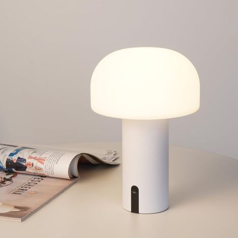 Lampada da tavolo wireless ricaricabile con controllo touch e funzione di regolazione dell'intensità luminosa, impermeabile, adatta a diverse situazioni (bianca) (1/5)