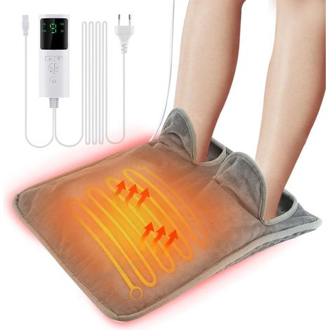 Calentador eléctrico de pies, 40 x 39,5 cm, con 9 ajustes de temperatura y 4 temporizadores, lavable, apagado automático, para la oficina o el hogar