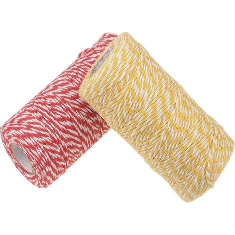 Ficelle de Coton Corde de Corde de Noël pour Emballage de Cadeaux Arts Artisanat Décorations de fête Jardinage, pâtisserie, boucherie, Bricolage, Emballage (Red and Yellow)2 pièces Oi-FRIS