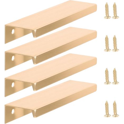 4 Pièces Poignée Tiroir Dorée Cachée Métal Design Moderne et Minimaliste Quincaillerie Placards Invisible pour Cuisine Armoire Tiroir Installation Dissimulée Pratique et Élégante (1/5)