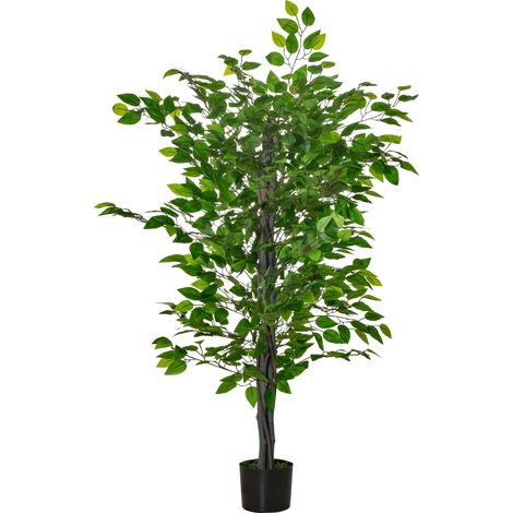 Ficus artificial grande de 135 cm en maceta, planta decorativa de plástico, color verde (1/5)