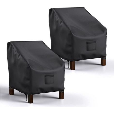 Funda impermeable para silla,2 piezas,Funda para silla de jardín,Funda para muebles de jardín,96 x 79 x 74 cm,Negro,Tela Oxford 210D,Impermeable (1/5)