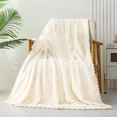 Ccykxa – Couverture plaid en peluche 100x150 cm – Velours tortue doré – Pour sieste au bureau et chauffage domestique – Couleur blanc (1/4)
