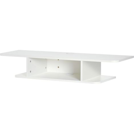 Floating TV Unit Stfor TVs up to 40", Wall Mounted Media Console with Storage Shelf, Entertainment Center, White (1/5)